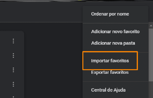 como importar favoritos do chrome